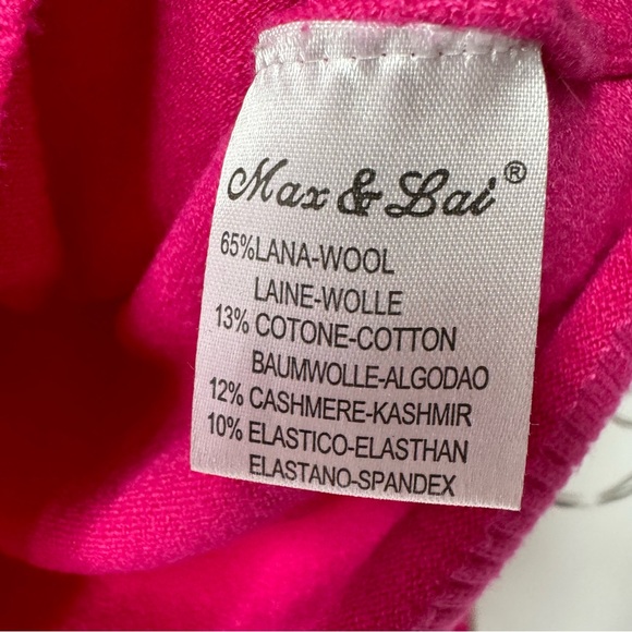 Max & Lai sweater pink bright fuchsia wool cotton and cashmere soft luxury warm - Picture 4 of 6